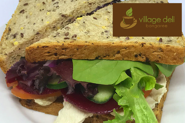 Fresh chicken and salad sandwiches at Village Deli Bongaree