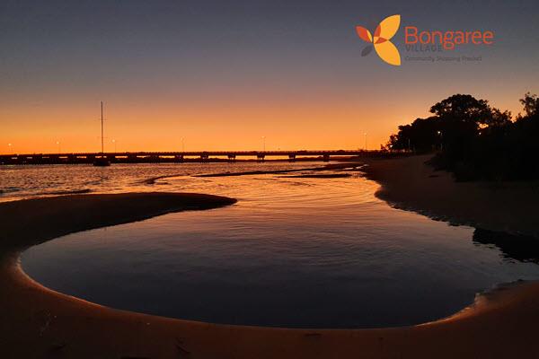 Sun setting over Bongaree beach on Bribie Island