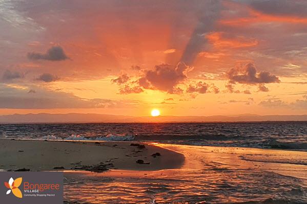 Sunset at Bongaree Village shopping precinct Bribie Island shops